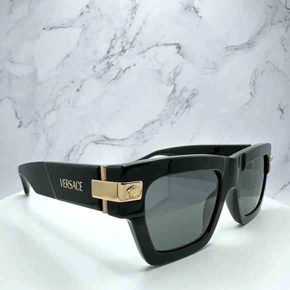 VERSACE Sunglasses New Black Gold Medusa Logo Special Project Dwayne Wade 55 mm - Picture 3 of 16